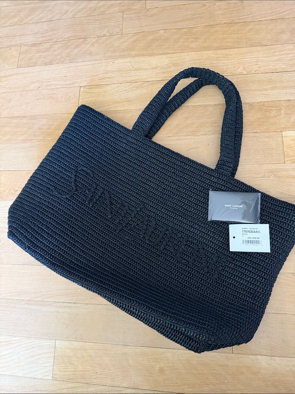 Saint Laurent Black Textured Tote Bag - Picture 5 of 6